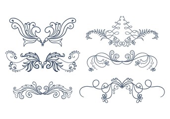 Beautiful hand drawn wedding ornament floral set