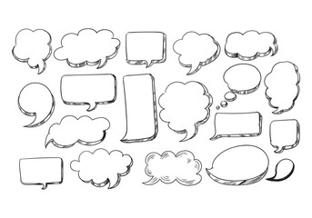 Hand drawn sketch speech bubble set design