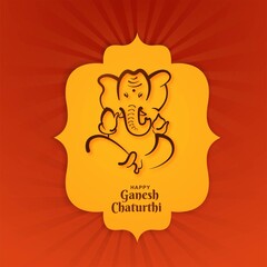 Illustration of  hindu god lord Ganesha festival card design