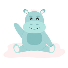 Cute hippo, vector illustration
