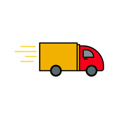 fast delivery truck icon, express delivery, quick move color editable