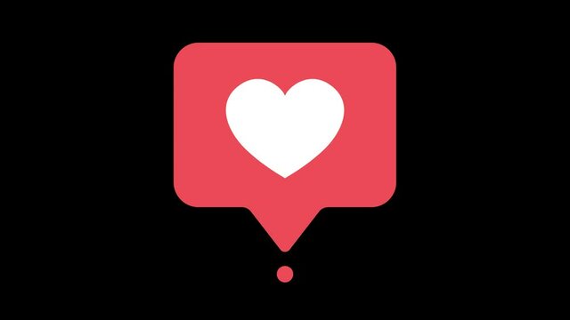 4K Animation of a social media like beating heart appearing and disappearing, includes alpha channel