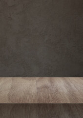 Empty wooden shelf. Mock up for display of product.