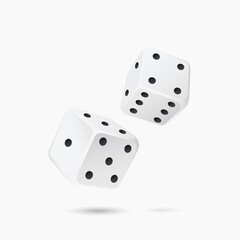 White game dice. Gambling with bets and throwing successful number