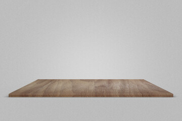 Wooden empty podium. Gray background