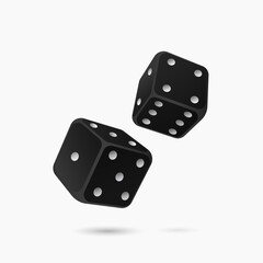 Black game cubes. Gambling with bets and throwing successful number