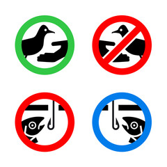 Do not feed birds and No fishing forbidden signs