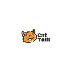 Modern design CAT TALK cute orange logo design