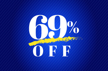 69% off tag sixty nine percent discount black friday sale white letter blue gradient  background