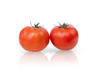 Two cherry tomatoes. Isolated on white background