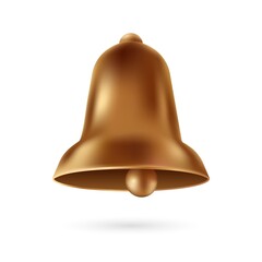 Brown realistic bell. Decoration symbol of merry christmas