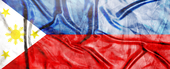 Philippines flag, Realistic waving fabric flag, Flag Background texture, 3d illustration.