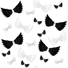 pattern with wings. seamless pattern with black and white wings. vector illustration, eps 10.