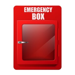 Red emergency box template. Storage for rescue equipment