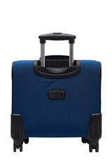 Travel suitcase in blue on isolated white background