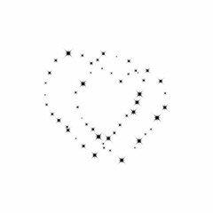 Fireworks star random flow source in the form of two hearts.  Stars on a white background. Vector illustration.