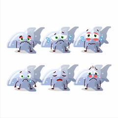 Plane blue gummy candy cartoon character with sad expression