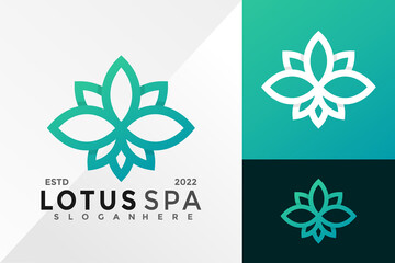 Wallness Lotus Spa Logo Design Vector illustration template