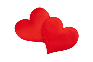 Red hearts, isolated on white background. Decorative element for design for Valentines Day, invitations, cover, wedding card.