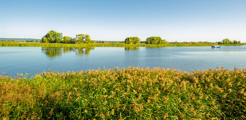 Summer landscape, a large powerful river in the European part of the world. Bulgar is located on the left bank of the Volga, 140 kilometers from Kazan. Previously, it was known as Spassk.