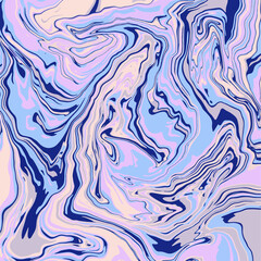 Fluid art texture. Abstract background with swirling paint effect. Liquid acrylic picture that flows and splashes. Mixed paints for interior poster. Blue, beige and pink overflowing colors