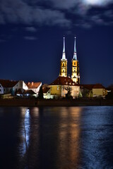 Wrocław, noc, zabytki, oświetlenie, zwiedzanie, spacer,