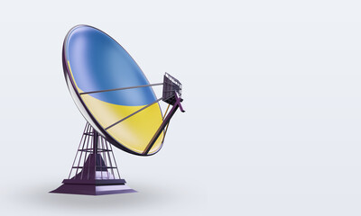 3d satellite Ukraine flag rendering left view