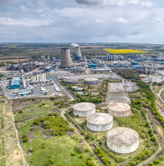 Overhead view of industrial area in Hull, East Yorkshire, UK