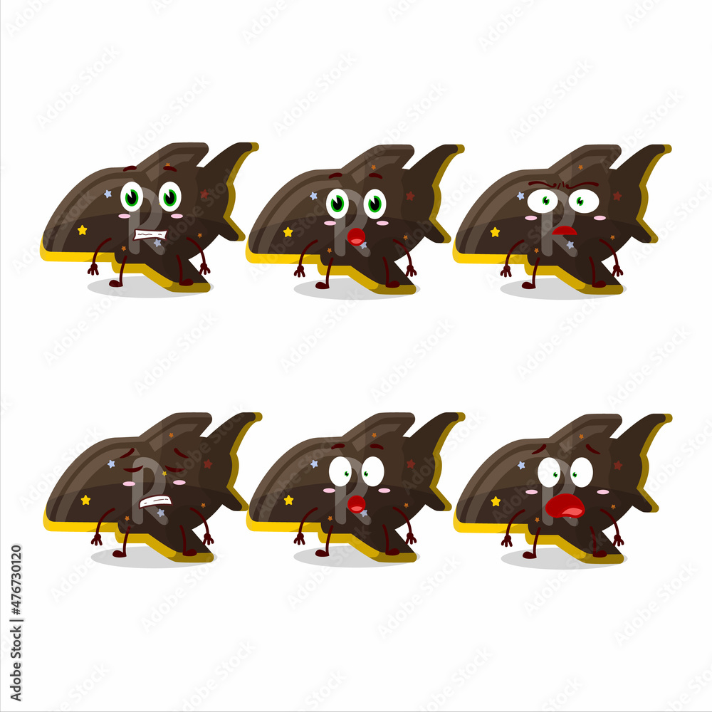 Wall mural Character cartoon of plane chocolate gummy candy with scared expression