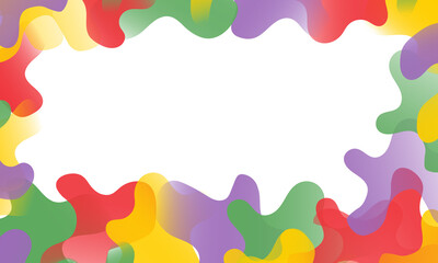 Obraz premium Abstract background as a frame composed of red, purple, green and yellow liquid shapes, and the middle is white for text entry
