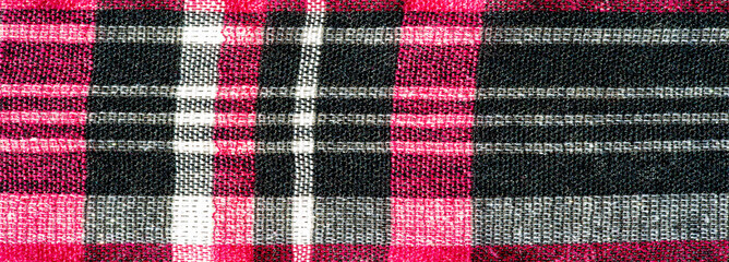 Texture, background, pattern, Scottish culotte fabric, Black red white checkered