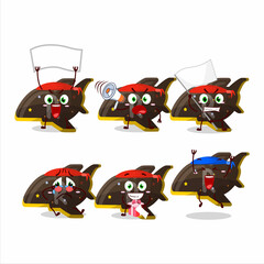 Obraz na płótnie Canvas Mascot design style of plane chocolate gummy candy character as an attractive supporter