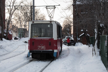 train in the snow