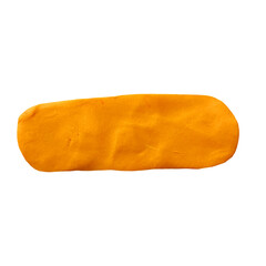 plasticine isolated sticker shape yellow smooth round free form. Element made from real craft clay. Hand made 3d rendering. Boho abstract free form shape with fingers texture. Text box template