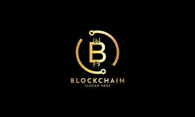 Crypto coin logos. Initial letter B logo, icon - Vector Digital money, block chain, finance symbol. Connect technology and digital, gold currency data concept for your corporate identity