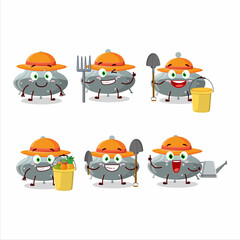 Farmer UFO gray gummy candy cute mascot character with fork
