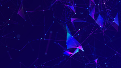 Fototapeta premium Abstract polygonal space with dots and lines. Connection science background. Triangular business wallpaper. 3d rendering
