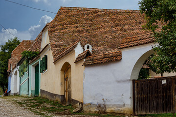 Fototapeta na wymiar The village farm houses of Viscri in Romania