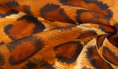 Background, texture, pattern, silk fabric cheetah skin, african savannah theme