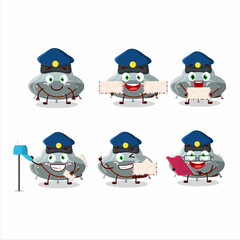 A picture of cheerful UFO gray gummy candy postman cartoon design concept