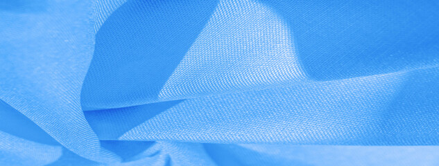 Texture, background, pattern, solid light blue silk satin fabric of the duchess Really beautiful silk fabric with satin sheen. Perfect for your design, wedding invitations for special occasions. - obrazy, fototapety, plakaty