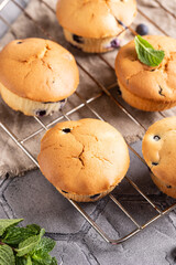 Freshly baked cupcakes with berries