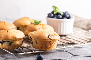 Freshly baked cupcakes with berries