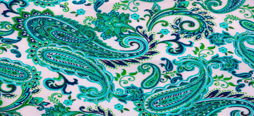 paisley pattern on white background. polyester cotton, this is an ornamental textile pattern using...
