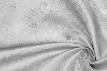 Texture background Silk fabric Black white color Luxurious soft silk hand is a black and white...