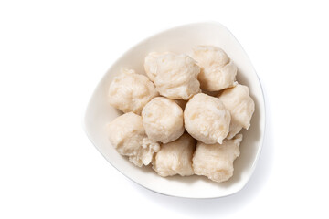 Fresh cuttlefish ball isolated on white background.