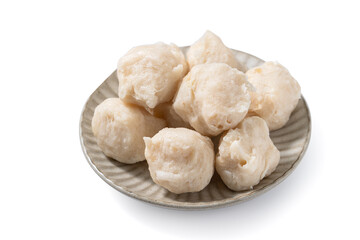 Fresh cuttlefish ball isolated on white background.