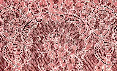 red-brown lace on a black background. Template for wedding invitation and greeting card with lace...