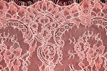 red-brown lace on a black background. Template for wedding invitation and greeting card with lace...