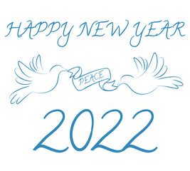 Happy New Year 2022 with peace symbol
